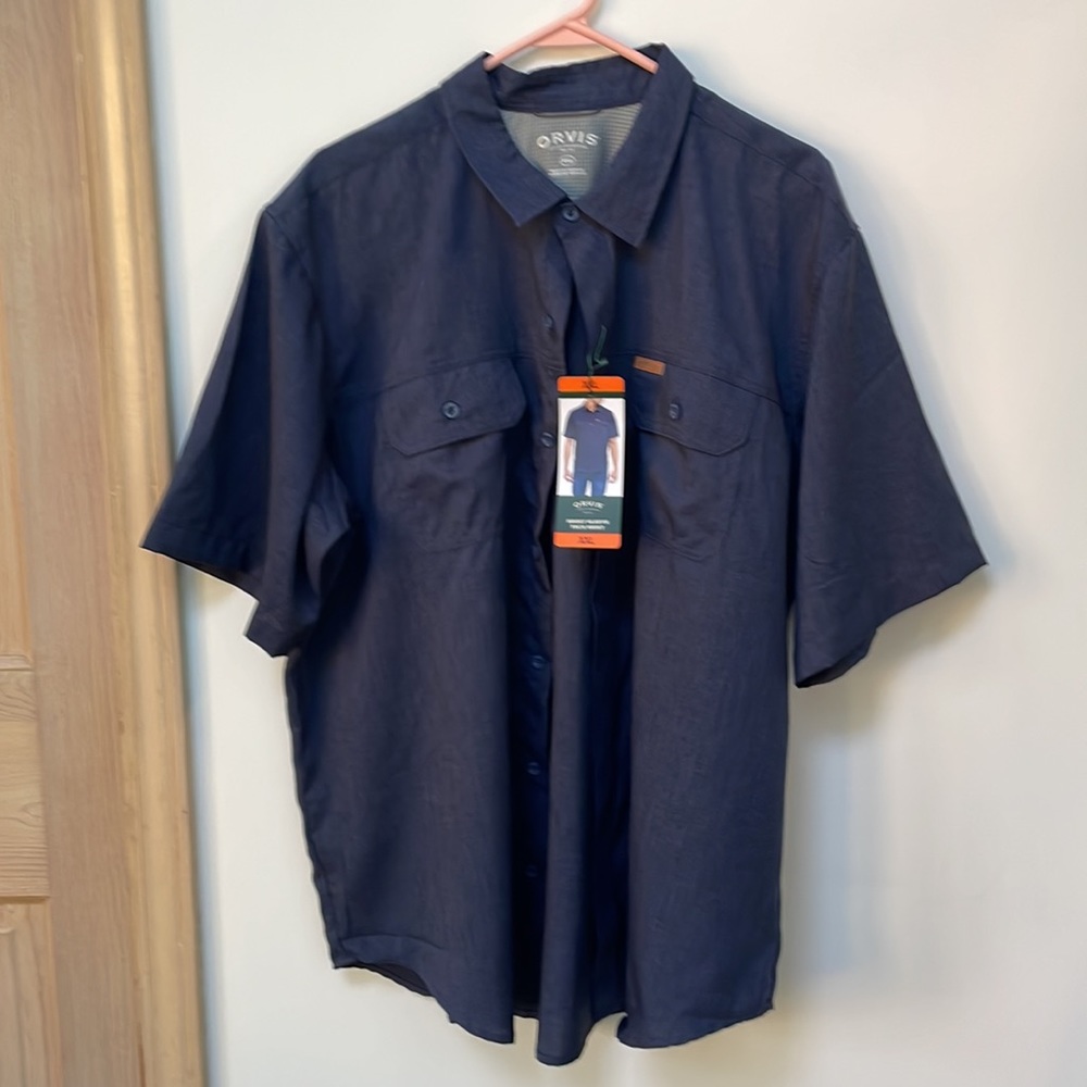 Orvis shirt Men’s XXL Short Sleeve tech blue